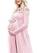 JustVH Maternity Off Shoulder Chiffon Gown Long Sleeve Front Split Maxi Photography Dress Pink