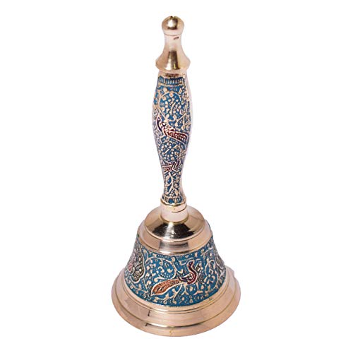 Hashcart Beautiful Puja Hand-held Ghanti - Colourful Jingle Bell for Christmas | Hand Bell for Puja