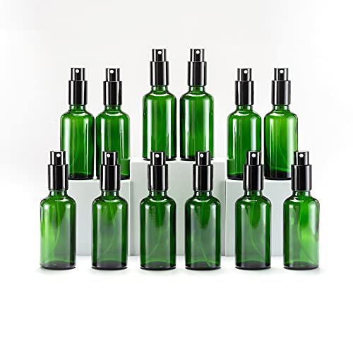 YIZHAO Grün Sprühflasche Glas 50ml, Sprühflasche Klein Glas mit [Zerstäuber], für Ätherisches Öle,Kosmetik, Apotheker, Reinigung,Aromatherapie, Massag