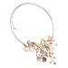 Floral Mother of Pearl & Cultured Freshwater Pink Pearl Cluster Choker Wrap Necklace