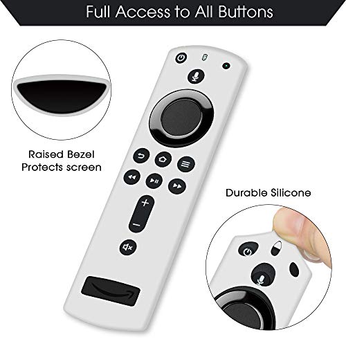 Remote Case/Cover for Fire TV Stick 4K, Protective Silicone Cover Lightweight [Anti Slip] Shockproof for Fire TV Cube/Fire TV(3rd Gen) Compatible with All-New 2nd Gen Alexa Voice Remote Control-White - Thumbnail 2