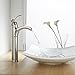 BWE Vessel Sink Faucet Brushed Nickel Waterfall Single Hole Commercial Bathroom Sink Faucets & Parts Supply Hose Single Handle Bath Lavatory Vanity Sink Mixer Tap