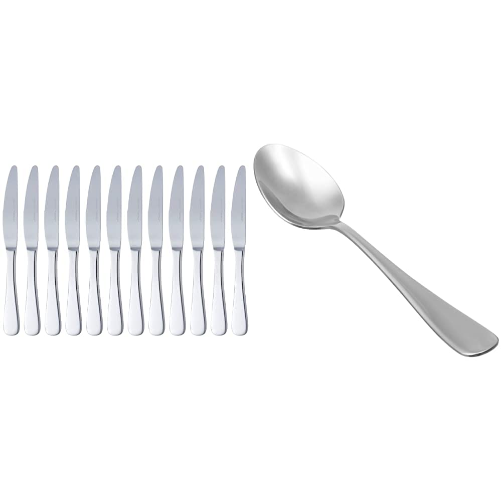 Amazon-Basics–Cuchillos-de-Mesa-de-Acero-Inoxidable-con-Borde-Redondeado-Juego-de-12-Cucharas-de-Sopa-de-Acero