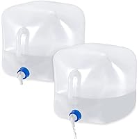 Petgin 2 Pack Collapsible Water Container with Spigot, Food Safe Water Storage Cube, BPA-Free Camping Water Storage Jug Cante