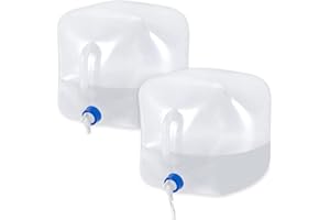 Petgin 2 Pack Collapsible Water Container with Spigot, Food Safe Water Storage Cube, BPA-Free Camping Water Storage Jug Cante