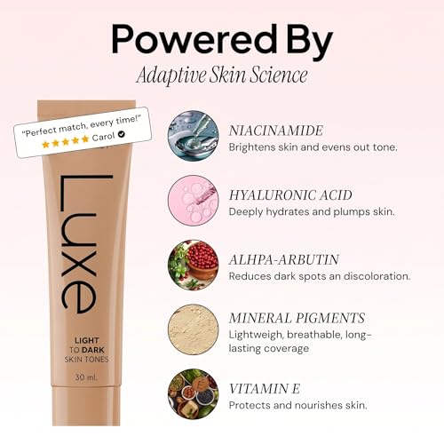 Luxe Changing Foundation for Light to Medium Skin Tone with Essential Brush Set – Smooth, Buildable Coverage – Includes Professional Makeup Brush for Flawless Application