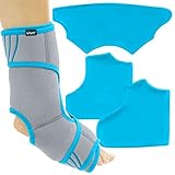 Vive Ankle Ice Pack Wrap - Foot Cold / Hot Compression Brace - Adjustable Freeze Support For Cooling / Heating Achilles Injuries, Tendonitis, Plantar Fasciitis, Sore Feet, Inflammation, Muscle  Sprain