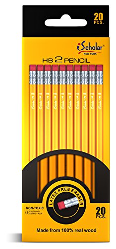iScholar No. 2 Yellow Pencils with Erasers, 20 pack of Pencils, Yellow (33320)