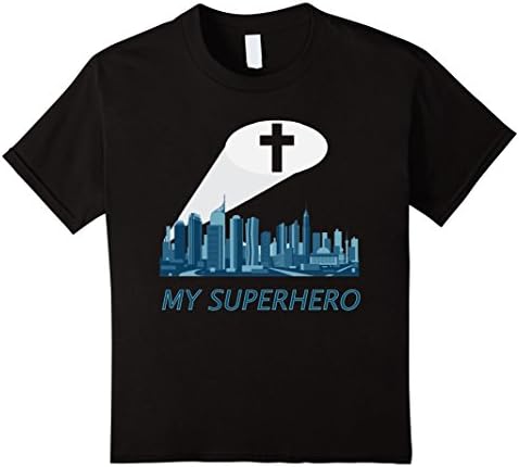 Kids My Superhero Jesus Crucifix T-shirt 10 Black