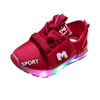 XEDUO Toddler Baby Girs LED Light Shoes Boys Soft Luminous Outdoor Sport Sneakers (Red, 2 Years Old)