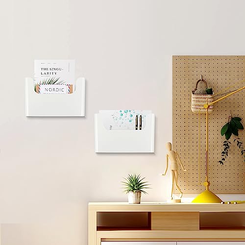 POUYRBA Wall File Holder, 1pc White Plastic Wall Mount File Holder Wall