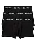 Calvin Klein Men's Underwear 3 Pack Cotton Stretch Low Rise Trunks, Black, Medium