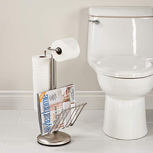 Better Living Products 54566 Toilet Caddy Tissue Dispenser with Magazine Rack, Satin Nickel - Thumbnail 5