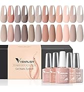 VENALISA 12 Pcs 7.5ml Gel Nail Polish Set - Summer Nude Pink Brown Gel Polish Kit Soak Off UV LED...