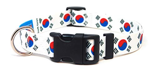 PatriaPet South Korea South Korean Flag Dog Collar for Small Medium Large Dogs USA Made