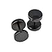 Zysta Pair Black Barbell Screw Stainless Steel Piercing Earring Studs Plug Tunnel Women Men 8mm
