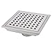 HANEBATH 6 Inch Square Shower Floor Drain with Removal Grate, Stainless Steel Brushed