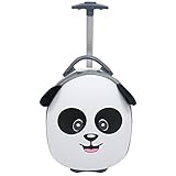 Emmzoe Kids & Toddler 15 Carry On Animal Trolley Hardshell Luggage - Lightweight EVA, Dent Proof, Adjustable Handle for Age 2+ (Papa Panda Bear)