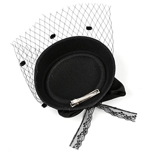 BCDshop_hairband clearance Girls Women Fashion Fascinators Tea Party Headpiece Headwear Mesh Net Beret Hat Tiara on a Hair Clip (Black) - Thumbnail 5