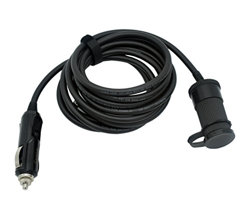 Carviya High Power 12V-24V Universal Car Cigarette Lighter Extension Socket Power Extension Cord (RVV 2 x 17AWG Pure Copper Wires) With 15A Fuse For GP,Air pump,etc.Car Equipment (3ft)