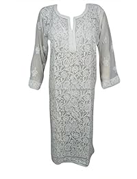 Women's Caftan Tunic Yoga Kundalini Dress Paisley Embroidered Cover Up S/M