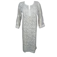 Women's Caftan Tunic Yoga Kundalini Dress Paisley Embroidered Cover Up S/M