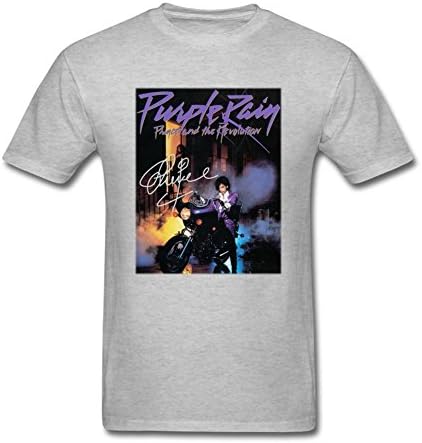 QITO Men's Prince Purple Rain Poster 100% Soft Cotton T Shirts Grey L