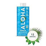 ALOHA Organic Vegan Plant Based Protein Drink with MCT Oil | Vanilla |18g Protein | 12 Count, 11oz | 18g Protein, Low Sugar, Gluten Free, Paleo, Low Carb, Non-GMO, Stevia Free, Soy Free