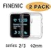 FINENIC【2 PACK】Compatible Apple Watch Series 2/3 42mm Screen Protector case Cover, Soft TPU Screen Protector Case for iwatch series 2/3 42mm (Color Combination) . (Clear/Clear)