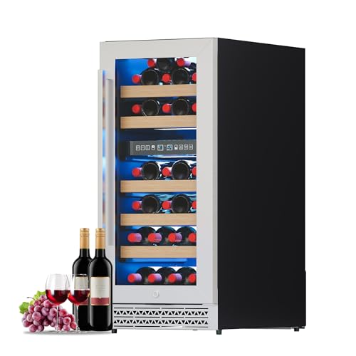 Albott 15 Inch Wine Fridge, Dual Zone 31 Bottle Wine Cooler