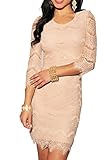 made2envy Allover Lace Three Fourth Sleeves Dress (XL, Peach) LLC27971XL
