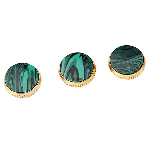 SODIAL 3 Pieces of Gold Plated Malachite Insert Finger Buttons for Trumpet Repairing Brass Instruments Accessories