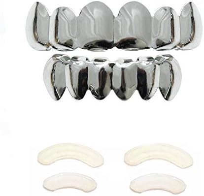 TSANLY 24K Plated Gold Grills 6 Teeth Mouth with Top & Bottom Grill Caps Set for Son + Extra Molding Bars + Microfiber Cloth