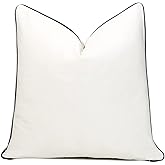 Luxury 22x22 Inch White and Black Throw Pillow Cover - with Contrast Piping, Super Soft Decorative Pillow Cover for Sofa, Bed & Couch, Soft Texture, Elegant Home Décor