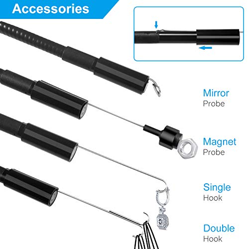 Borescope Inspection Camera, Dericam Endoscope Camera with Record Video and Take Photo, IP67 Waterproof Industrial Endoscope Batteries Included