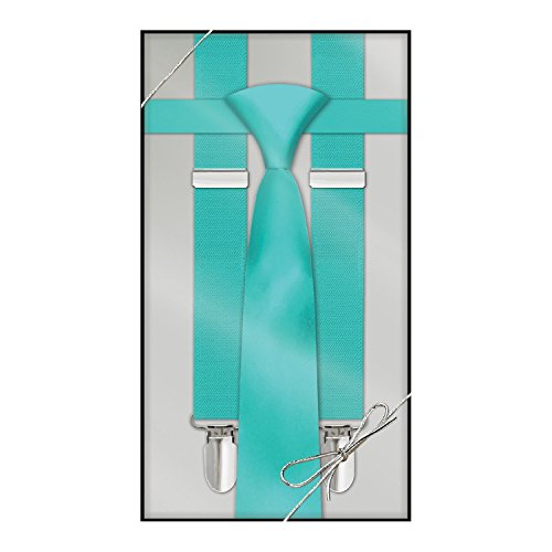 Suspender & Neck Tie Set Tiffany Blue Boys