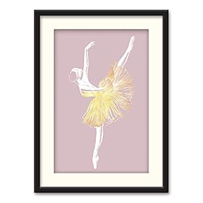 Black Framed Canvas Wall Art Elegant Ballerina Home Artwork Decoration for Living Room, Bedroom - 23x31 inches