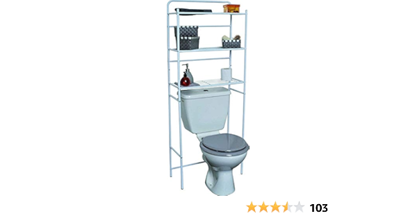Mueble para baño WC de metal blanco con 3 estanterías ...
