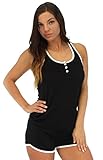 Pajama Heaven Women's Black Tight fit Tank and short (PHV1926-1011-SML)