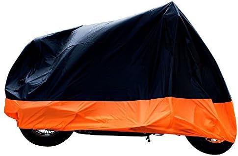 Motorcycle Cover Bike Cover All-Weather Waterproof Cover Anti UV and Dust by InsReve 116 Inch for Honda Yamaha Suzuki Harley Davidson Street Glide Touring, XXX Large, Black and Orange
