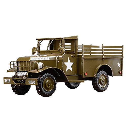 MQW Retro Iron Art Collection of Military Vehicles Model Ornaments Home Crafts Creative Photography Props 45 18 20cm Delicate and Beautiful