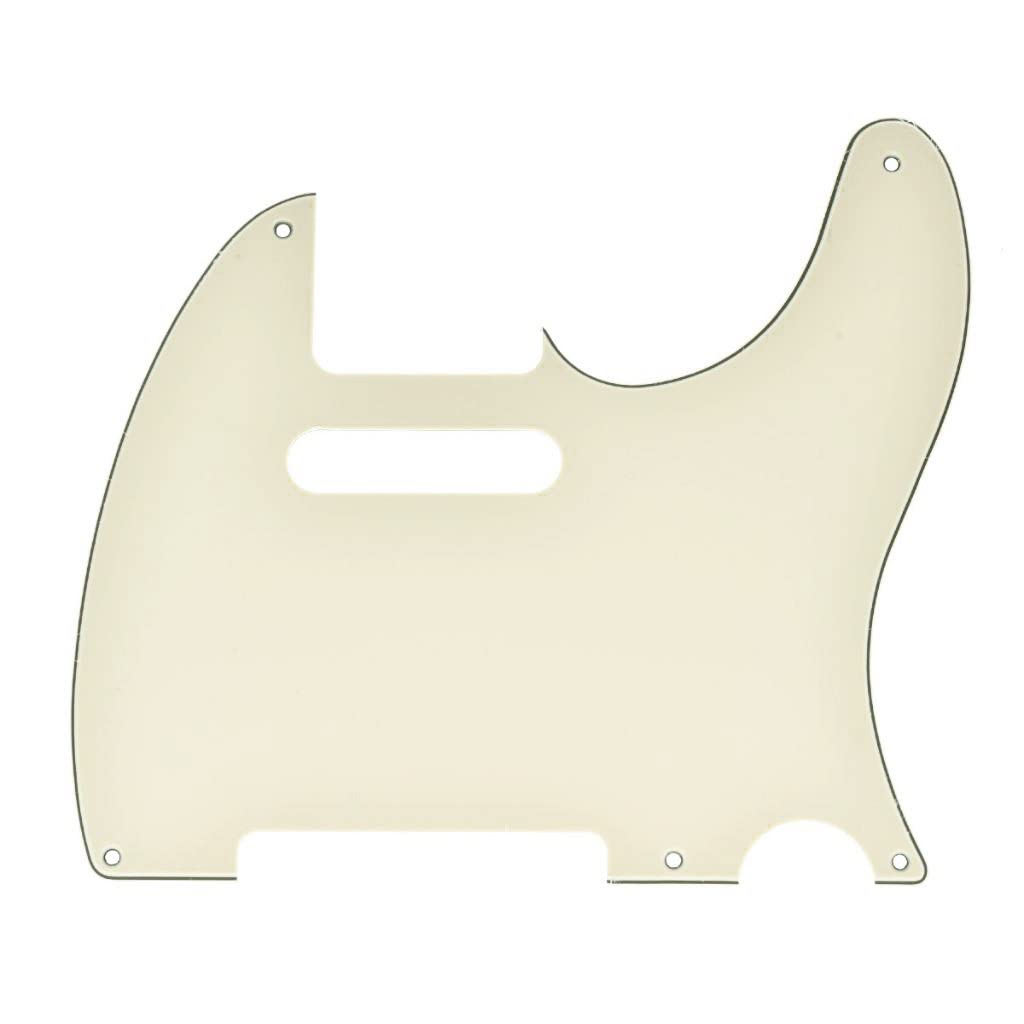 Dopro 5 Hole Vintage Tele Guitar Pickguard Scratch Plate for USA/Mexican FD Telecaster Aged White 3 Ply