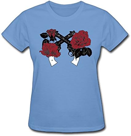 Women's Tee, Rose Gun Cotton Printed Short Sleeve Tops T Shirt Pullovers Sky