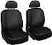 OxGord PU Leather Solid Black Car Seat Cover 10 Piece Set - Airbag - Front High Back Bucket - Universal Fit for Car, Truck, SUV, or Van
