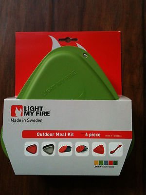 Light My Fire 6-Piece BPA-Free Outdoor Meal Kit with Plate, Bowl, Cup, Cutting Board, Container and Spork, Cyan