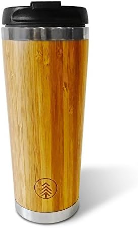 Insulated Stainless Steel and Bamboo Tumbler - Eco Friendly - 14oz