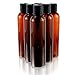 8 oz Empty Amber Plastic Cosmo Squeeze Bottles with Disc Top Flip Cap (6 pack); BPA-Free Containers For Shampoo, Lotions, Liquid Body Soap, Creams (8 ounce, Amber)