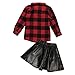 2pcs Toddler Kids Baby Girls Plaid Shirt+Leather Skirt Dress Outfits Clothes Set