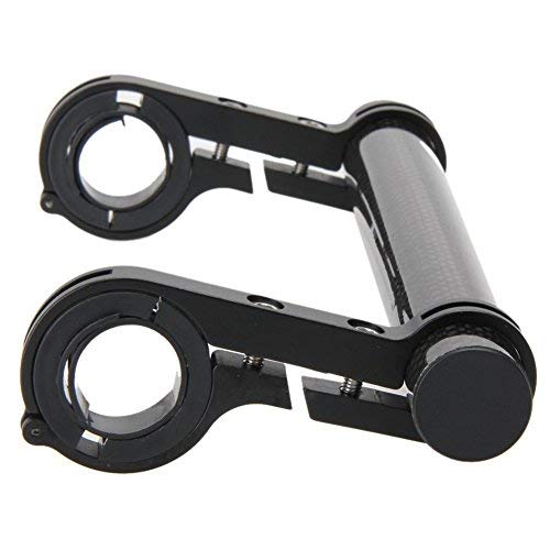 PGMJ 7.88"/31.8MM Bicycle Double Handlebar Extensions Bike Mounts Carbon Fiber Bracket with Bicycle Front Light Clamp(Black)