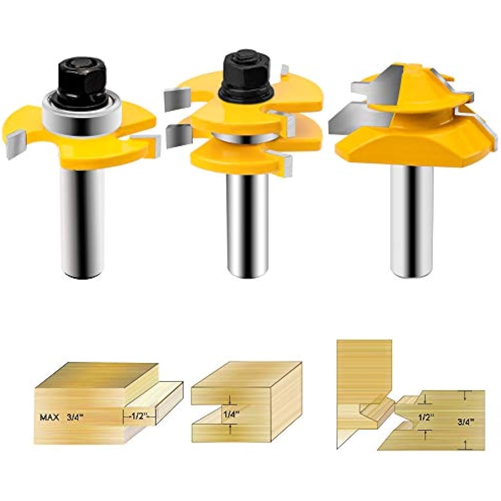 Tongue And Groove Router Bit 1/2 Inch Shank+45Lock Miter Wood Milling Cutter For eBay